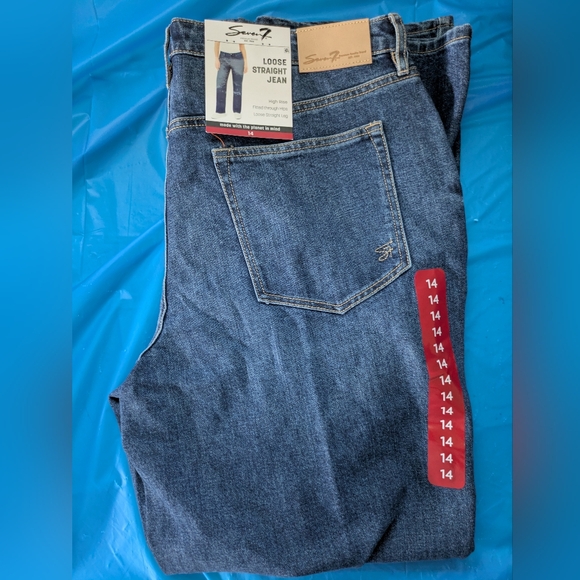 Seven7 Womens Blue Straight Jeans - Picture 1 of 4